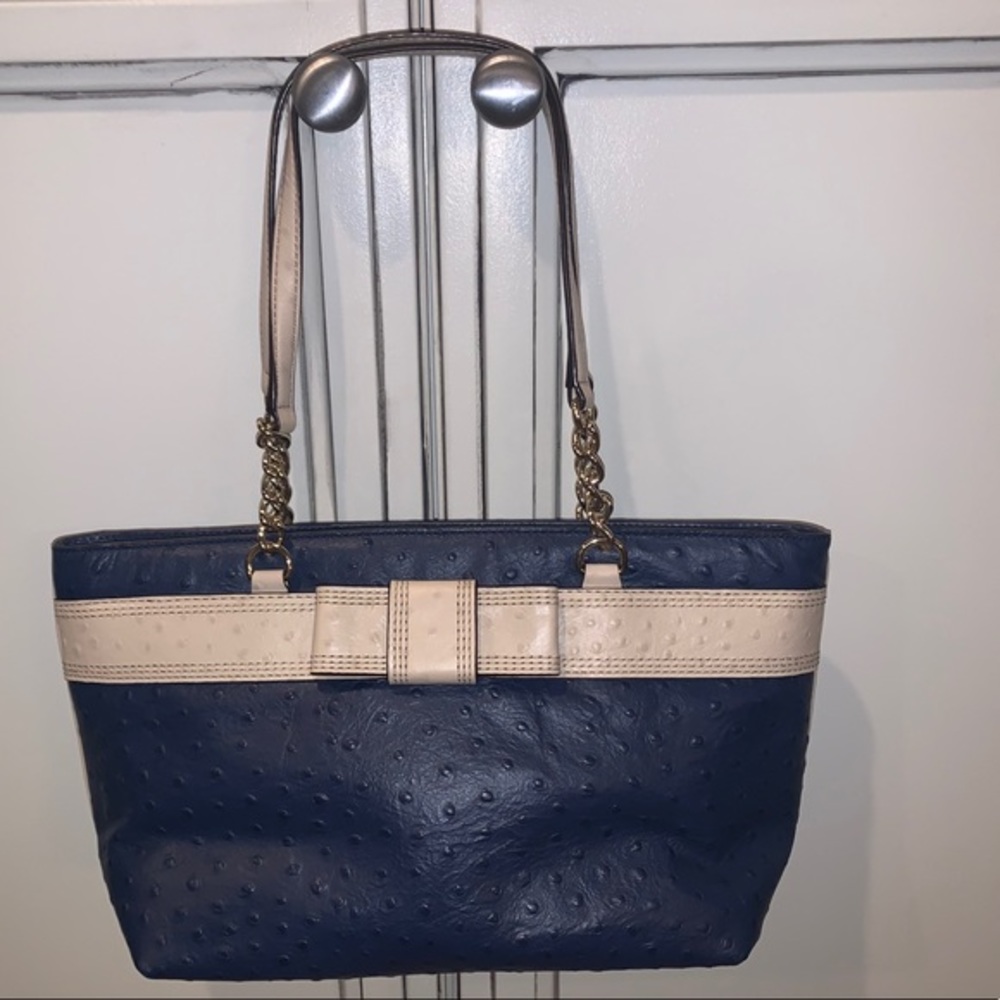 KATE SPADE Navy “Valencia Road” Ostrich Handbag
